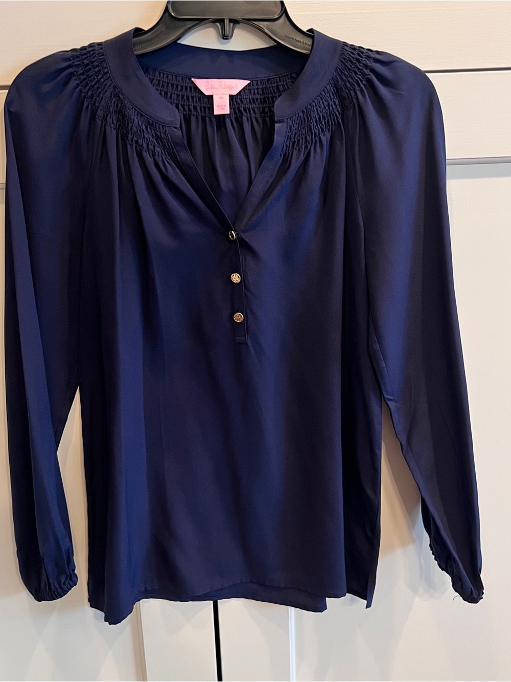 Lilly Pulitzer Navy Silk Top-xs
